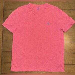 Polo Ralph Lauren Mens L Heather Salmon V Neck Cotton T Shirt Custom Slim Fit